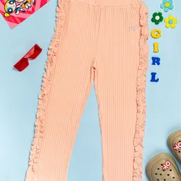 Purple United Kids Girls Self Design Cotton Regular Fit Trousers-picture-28