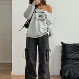 SXV STYLE Women Printed Pullover Oversized Sweatshirt image 3