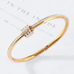 MEENAZ Women American Diamond Antique Gold-Plated Bangle-Style Bracelet-picture-20
