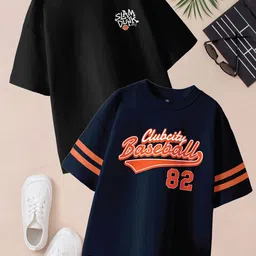 BAESD Boys Pack Of 2 Printed Drop-Shoulder Sleeves Oversized Pure Cotton T-shirts-picture-15