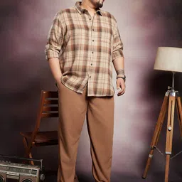 Instafab Plus Checked Comfort Spread Collar Cotton Shirt image 4