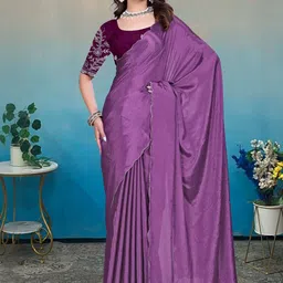 Zenophily Embellished Embroidered Pure Chiffon Heavy Work Saree With Blouse Piece image 3