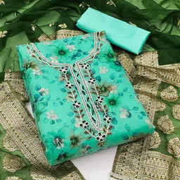 Maroosh Floral Embellished Beads & Stones Unstitched Dress Material-image-42