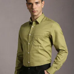 Louis Philippe Men Textured Spread Collar Pure Cotton Formal Shirt image 2