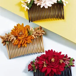 DN ENTERPRISES Women Set of 4 Embellished Comb Pin image 3