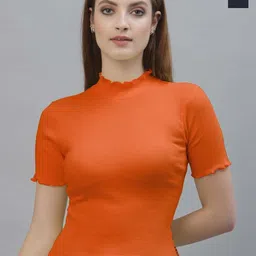 Friskers Pack Of 2 Cotton Ribbed High Neck Fitted Crop Top-image-24