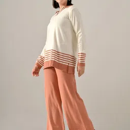 ANNY Striped V-Neck Top & Trousers Co-Ords image 2