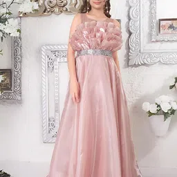 PINK LEAF Girls Round Neck Gown Dress-picture-22