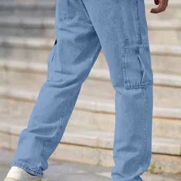 FTX Men Loose Relaxed Fit Mid-Rise Low Distress Jeans image 2