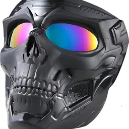 autokick SKM-105 – White Skull Mask with Blue Mirror LensesPreimum Quality Blowtorch Safety Goggle-picture-42