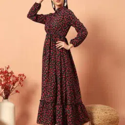 zwerlon x ag Women Floral Print Tiered Dress image 3