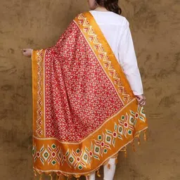 exotic india Women Ikkat Dupatta with Contrast Border image 3