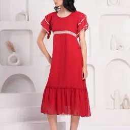 jyoti Women Tiered Dress with Lace Detail image 3