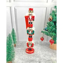 little surprise box 3 Tier Stacked Wooden Nutcracker Christmas Table Décor image 3