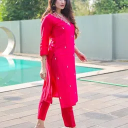 zinzraa Women Embroidered Straight Kurta Set image 3