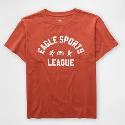 american eagle Women Typographic Print Regular Fit Round-Neck T-Shirt image 3