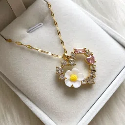 Yugosmile Gold-Plated Artificial Stones Studded Heart Shaped Pendant with Chain-picture-40