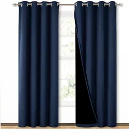 BFAM Navy Blue Set of 2 Black Out Door Curtain-picture-19