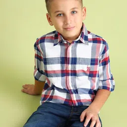 U.S. Polo Assn. Kids Boys Pure Cotton Checked Casual Shirt-image-77