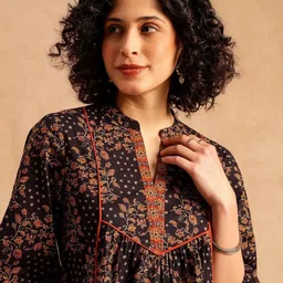 Anouk Floral Print Puff Sleeve Cotton Top image 3