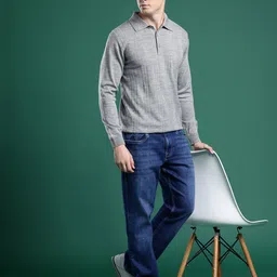 Cayman Self Design Polo Collar Woollen T-shirt image 3