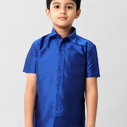 Ramraj Boys Cutaway Collar Solid Silk Casual Shirt-picture-19