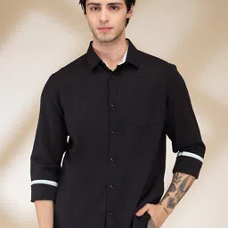 Being Human Men Classic Fit Spread Collar Solid Cotton Linen Casual Shirt-image-57