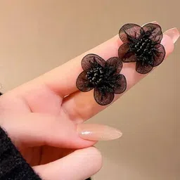 Estailo fashion Set Of 3 Gold-Plated Artificial Stones Studded & Beaded Floral Studs image 2