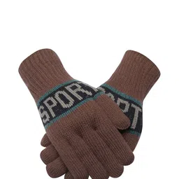 LOOM LEGACY Men Patterned Winter Acrylic Woollen Hand Gloves image 2