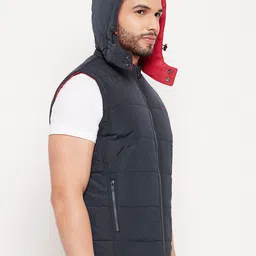 Adobe Men Navy Blue Red Reversible Padded Jacket image 5