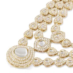 Zaveri Pearls Gold-Plated Austrian Diamonds-Studded Layered Jewellery Set image 5