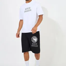 Styli Men House of Dragon Graphic Printed Oversized Terry Shorts image 4