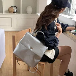 StyleCast Women Large Solid Magnetic Button Backpacks image 5