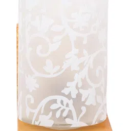 1ST TIME White & White Printed Wood Cylinder Shaped Wall Lamp image 2