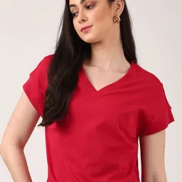 Jolene.club Cherry V-Neck Cotton Regular Fit T-shirt-picture-56