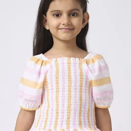 Ed-a-Mamma Girls Vertical Stripes Smocked Cotton Crop Top-picture-17
