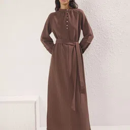 Trendyol Women Mandarin Collar Belted Maxi Dresses-picture-19