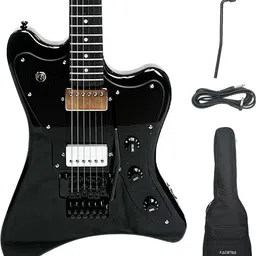 kadence Astroman Electric Guitars Solid Black With Floyd Rose Bridge and Wamy Bar Electro-acoustic Guitar image 1