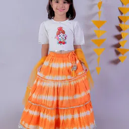 LIL DRAMA Girls Embroidered Ready to Wear Lehenga & Blouse With Dupatta-picture-28