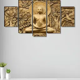 Myntra Elegant Homes Gold-Toned 5 Piece Wood Religious Wall Paintings-image-36