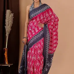 Pinkcity Trade World Pink Pure Cotton Ikat Sarees-picture-4