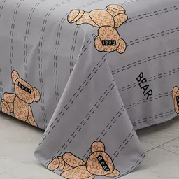 JC HOME Grey  Black Graphic 130 TC King Bedsheet with 2 Pillow Covers image 3