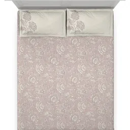 DDecor Live Beautiful Beige Ethnic Motifs 140 TC Cotton Queen Bedsheet & 2 Pillow Covers image 3