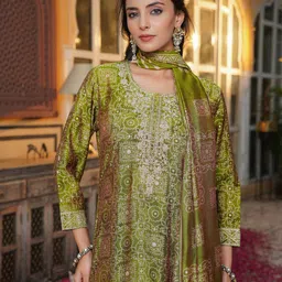 KALINI Women Ethnic Motifs Embroidered Regular Thread Work Kurta Set With Dupatta image 5