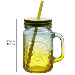 Aura Yellow & Transparent Textured Glass Transparent Mugs Set of Cups and Mugs image 4