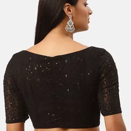 Studio Shringaar Black Embroidered Saree Blouse image 3