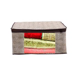 Home Fresh Set Of 3 Brown & White Printed Saree Organisers image 5