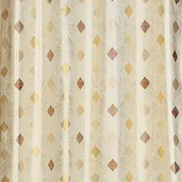 LUZDECOR Beige Geometric Lightweight 3 Pieces Long Door Room Darkening Eyelet Curtains image 5