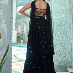 Ethnic Yard Embroidered Sequinned Semi-Stitched Lehenga & Blouse With Dupatta image 4