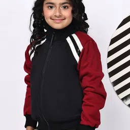 Baawri Girls Colourblocked Fleece Bomber Jacket image 4